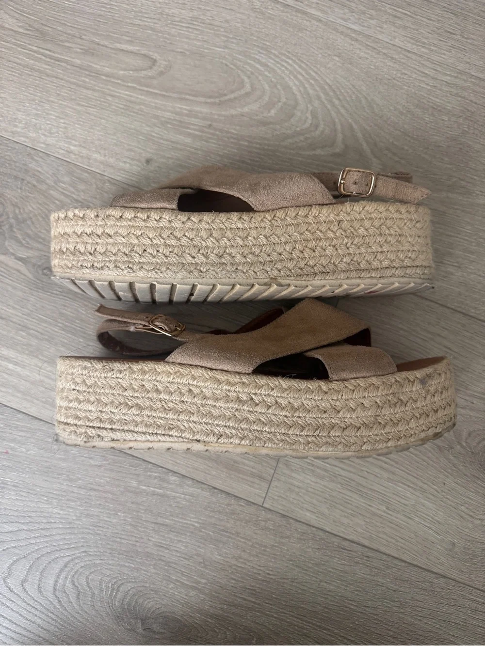 Born Crisscross Espadrille Slingback Sandals - Taupe size 8